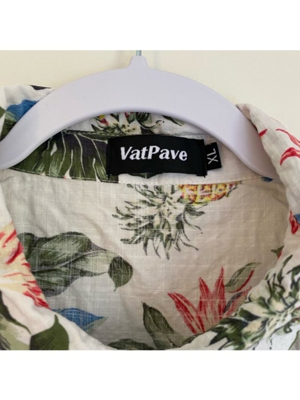 Men's Hawaiian Short Sleeve Button-Down Shirt Size XL White By Vatpave - Picture 4 of 7